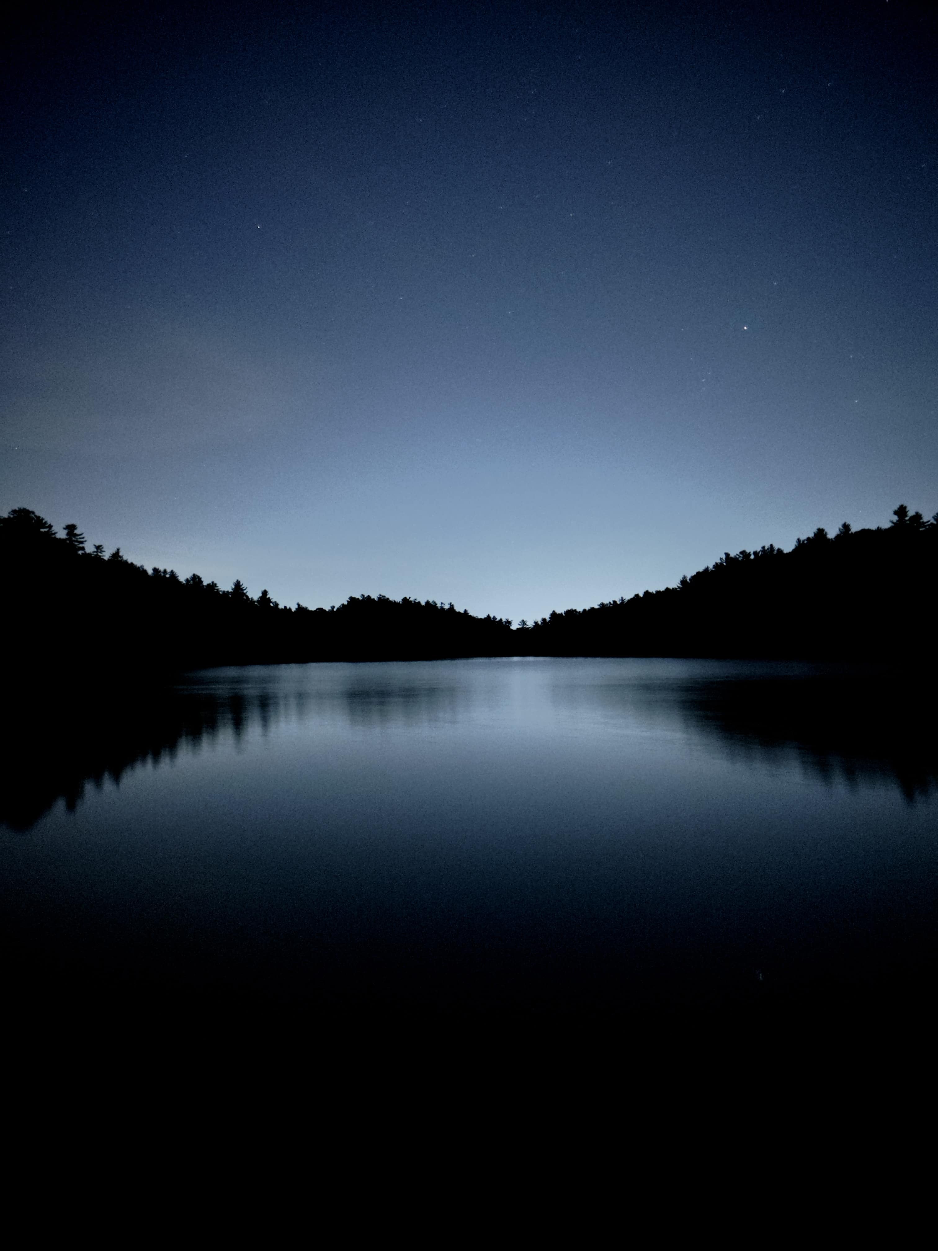 Night reflection on dark water.